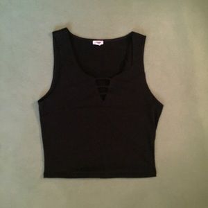 Garage Black Cropped Tank with Ladder Detail